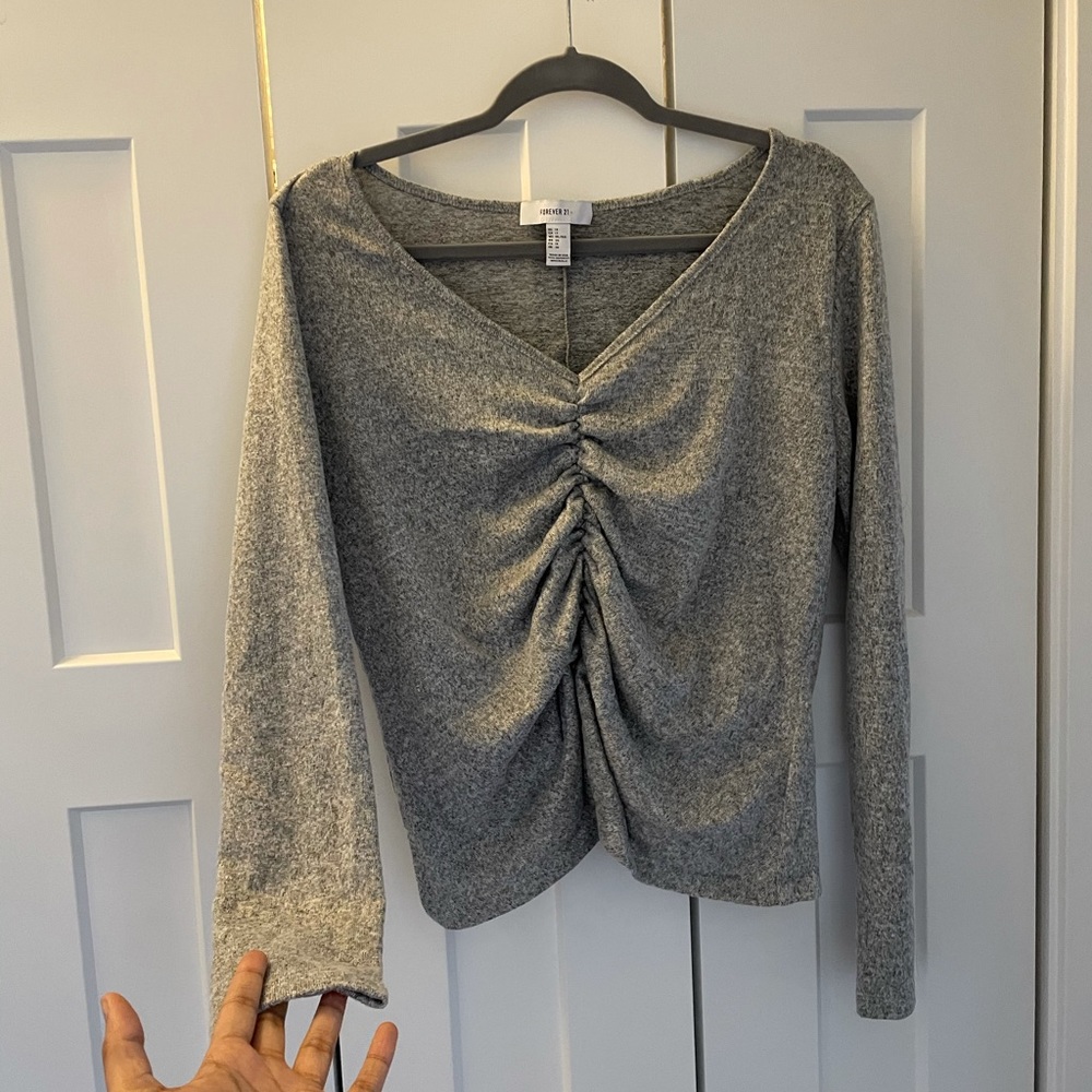 Gray Ruched Sweater